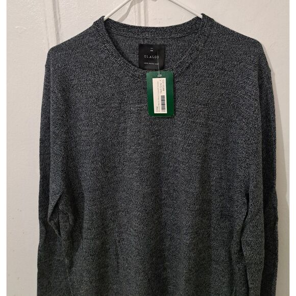Mens large 100% merino wool sweater dark gray Grey  01 algo crewneck soft - Picture 3 of 9